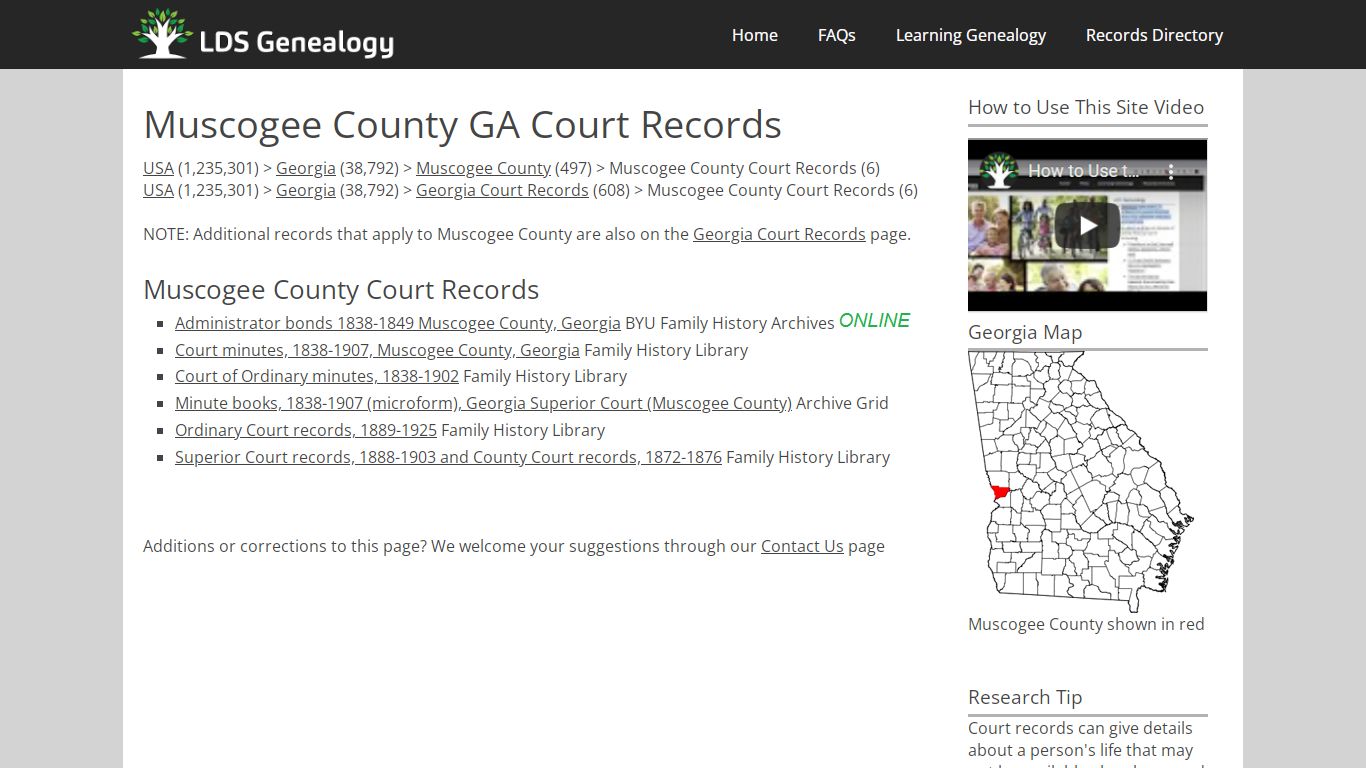 Muscogee County GA Court Records - ldsgenealogy.com